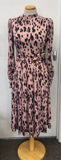 Jolie Moi Kathryn Long Sleeve Midi Dress Pink Abstract Size 8