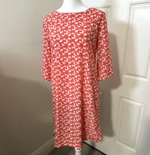 Gap Women’s Coral White Cat Boxy Lightweight Casual Short Sleeve Dress Small