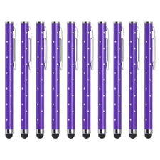 10pcs Glitter Stylus Pens for Touch Screens Metal Capacitive Pen, Purple
