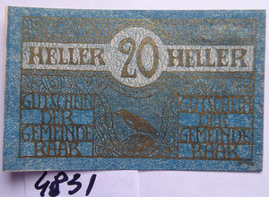 RARE  AUSTRIA  GOLD PRINT - MARKTGEMEINDE  RAAB - 20 Heller - AU/UNC - JPR 805