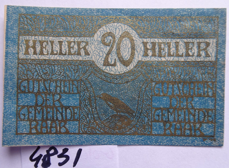 RARE  AUSTRIA  GOLD PRINT - MARKTGEMEINDE  RAAB - 20 Heller - AU/UNC - JPR 805