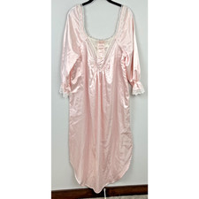 Vintage Rise Stevens Size Small Pink Lace Princess Satin Elegant Long Nightgown
