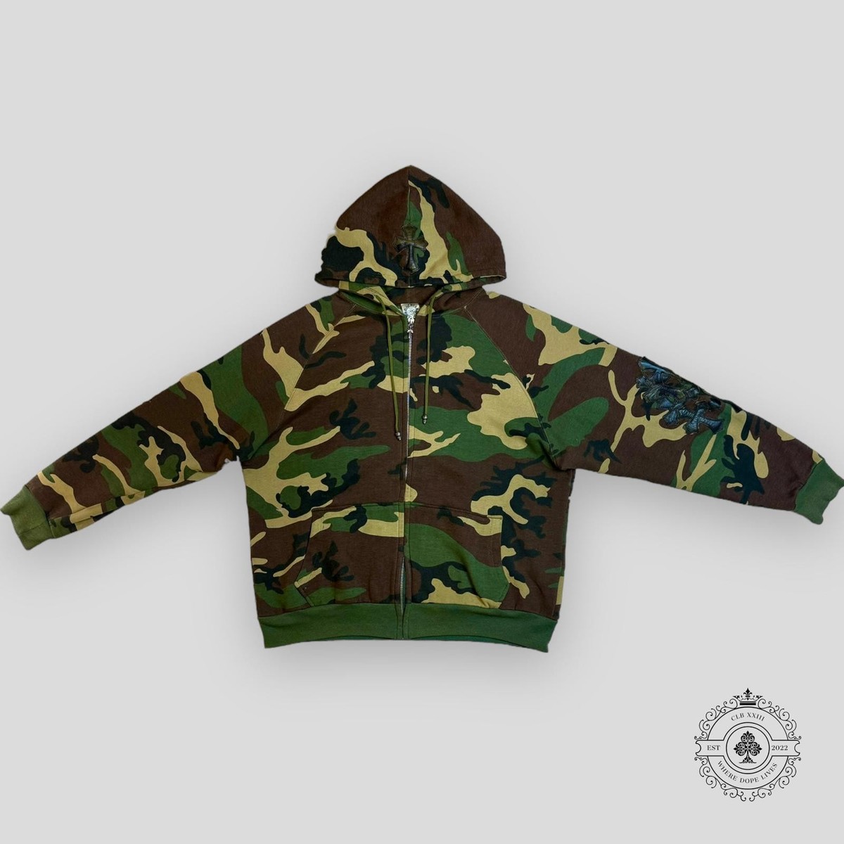 Chrome Hearts Cross Patch Thermal Hoodie in Camo | eBay