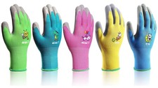 5 Pairs Kids Gardening Gloves Yard Work Gloves Children Soft Safety Rubber Co...