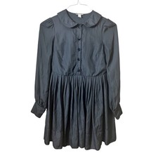 Erin Fetherston Target Black Peter Pan Collar Dress Velvet Buttons Size 1 Gothic