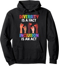 Fact & Act Unisex Hooded Sweatshirt Heart Diversity Inclusion❀