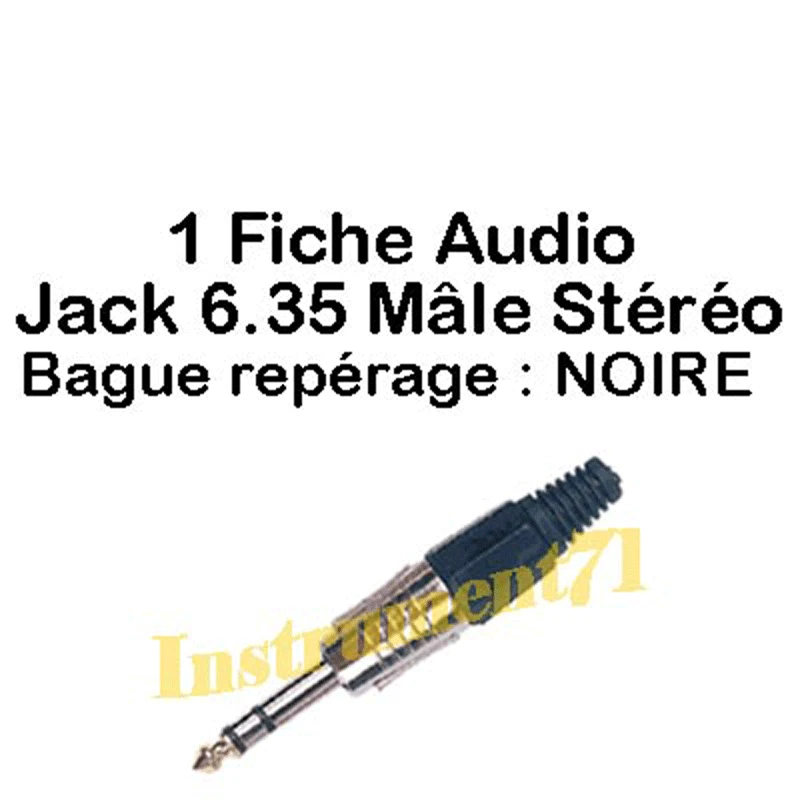 1 Fiche Jack 6.35 Mâle Stéréo Couleur de Repérage NOIRE Connections à Souder - Photo 1/1