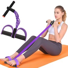Resistance Bands with Handle, 6-Tube Elastic Foot Pedal Resistance Band, Natu...