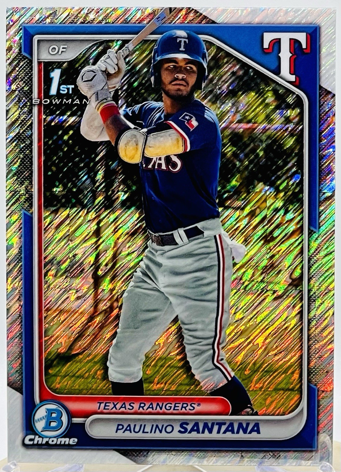2024 Bowman Chrome Prospects Shimmer Refractor #BCP-245 Paulino Santana Rangers