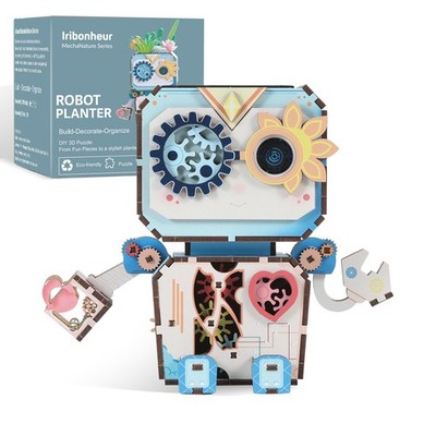 DIY 3D Wooden Puzzle for Adult | Robot Planter | 3D Puzzle Organizer | Wooden...