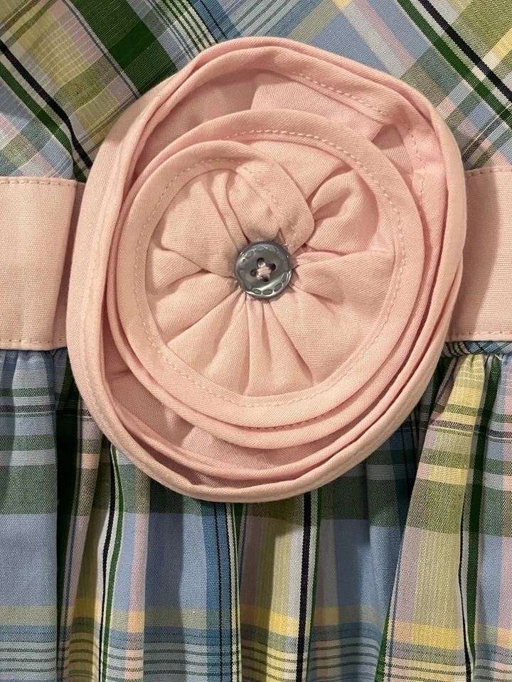 New Girls Hartstrings Blue Green Pink Woven Sleeveless Lined Dress Sz 6 Cotton - Image 2 of 4