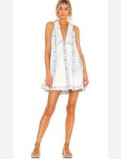 Free People x Revolve Katie Denim Dress Size L Icing Sugar Sleeveless Pockets