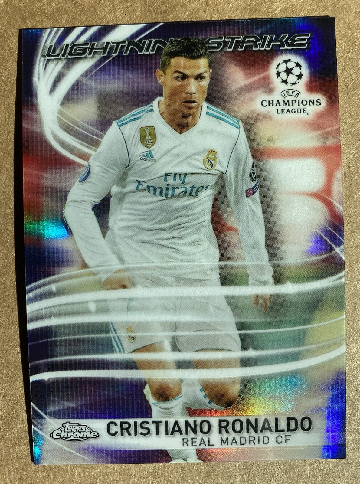 2017-18 Topps Chrome UCL #LS-CR Cristiano Ronaldo Lightning Strike Insert