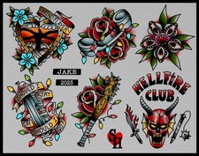 American Traditional stranger Things Tattoo Flash Print 11x14