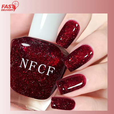 Dark Red Nail Polish - Wine Red Glitter Nail Polish - Shimmer Fast Drying Nail V