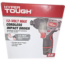 Hyper Tough 12V Max Cordless Impact Driver 1/4" Hex 1.5Ah Battery Charger NEW