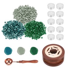Wax Seal Kit, 300 Wax Beads, Candles, Pine Green/Duck Green/Green Silver