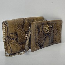 Michael Kors Brown Faux Leather Snakeskin Print Shoulder Strap