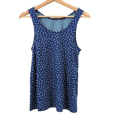 Gudrun Sjoden Blue Tank Top XS - Polka Dot Artsy Graphic Cotton Organic Modal