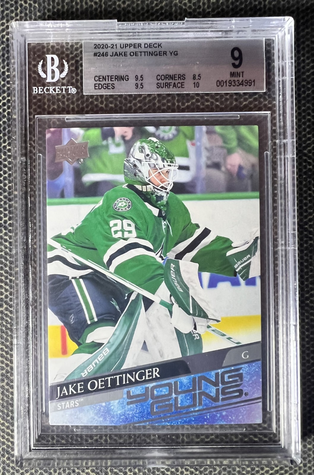 Jake Oettinger BGS 9 💥 2020-21 Upper Deck YOUNG GUNS #246 (RC) - Stars