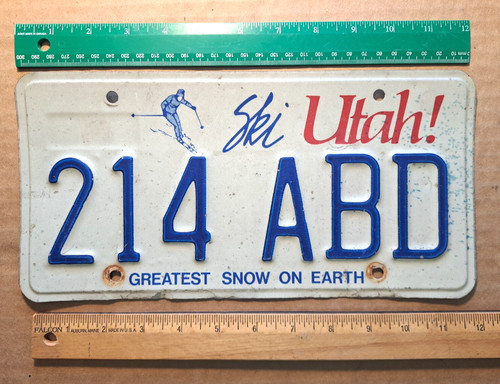 License Plate, Utah, 1985 Holograms, 1986 Base, Passenger, 214 ABD