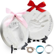 Beautiful Baby Keepsake Kit: Handprint  Footprint Clay with Ribbons  Easels