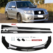 Front Bumper Lip Spoiler Splitter Body Kit+ Side Skirt For Subaru