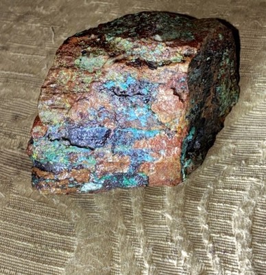 malachite Azurite  copper ore On Petrified Wood 148 Grams