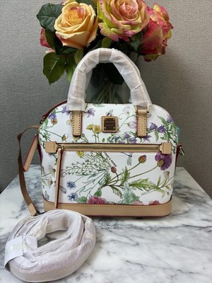 Dooney & Bourke White Botanical Small Dome Zip Satchel Bag - NWT & Hard to Find