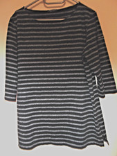 Saint James / Shirt - Langform / schwarz-grau geringelt/ Gr. D 40