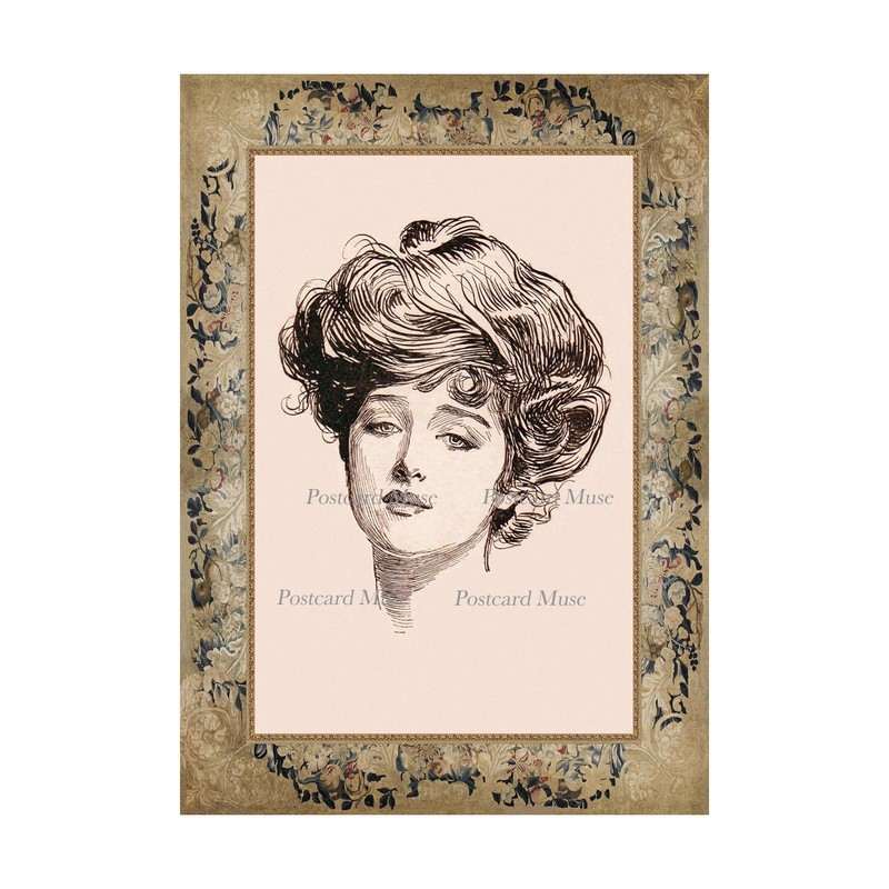 Gibson Girl Antique Image Cotton Fabric Block Quilt Panel Sewing Applique
