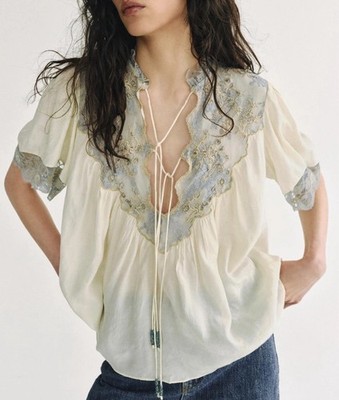 ZARA NEW WOMAN ZW COLLECTION LACE SHIRT SIZE L 5107/240/712