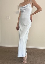 Satin Cocktail Maxi Dress Light blue, Size M