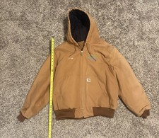 Carhartt Men's L Brown Hooded Full Zip Lined Work Jacket Regular Fit