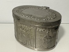 Zinn Deckel Dose alt H&ouml;he 7,5 cm 406 g Punze Engel E S Zucker Taback Schmuck