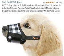 HEELE Dog Muzzle,Soft Nylon Print Muzzle Air Mesh Breathable Adjustable