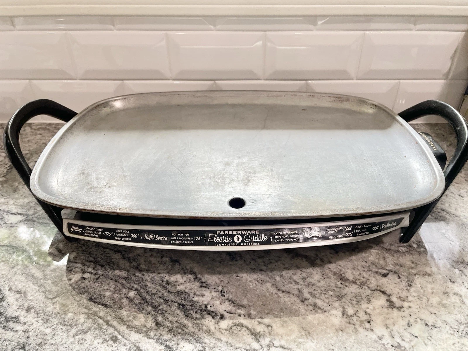 Vtg FARBERWARE Model 260 Immersible Electric Cast Aluminum Griddle Tested