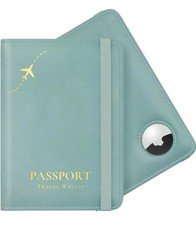 Stouchi Passport Holder with Airtag Slot, Airtag Passport Wallet Sky Blue