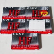 Sony HF 90 Minute Blank Cassette Tapes High Fidelity Brand New Lot of 5 Sealed