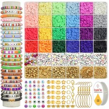 WANSPOORTS 6000 pcs 24Color Polymer Clay Beads Charms 6mm, 6000 Pcs 