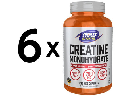 6 x NOW Foods Creatine Monohydrate, 750mg - 240 vcaps (118,05 EUR/kg)