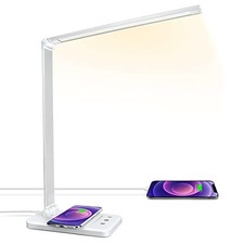 LED Desk Lamp with Wireless Charger, USB Charging Port, Desk White-10w Pro