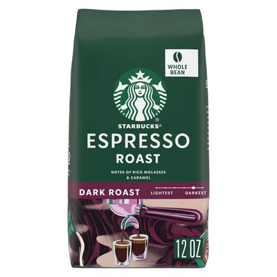 Starbucks Espresso Roast, Whole Coffee Beans,Dark Roast Hot or Iced Coffee,12 OZ