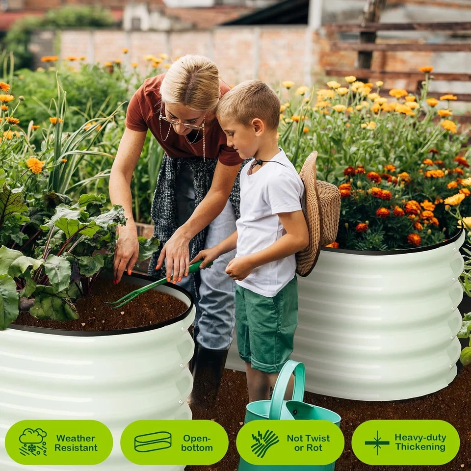 SET OF 2 Metal Planter Box Galvanized Raised Garden Bed Set 4.5x2x1ft Patio Kit - Image 4 of 4