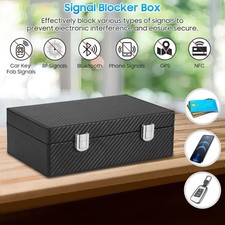 Large RFID Signal Blocking Box Carbon Fiber Car Key Fob Protector Case Shield