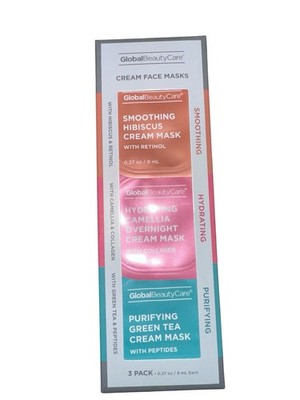 Global Beauty Care 3-Pack Gel Face Mask Deep Smoothing+Hydrating+Purifying NIB