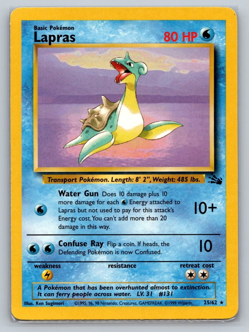 Pokemon Lapras (25) Rare Fossil 25/62 LP