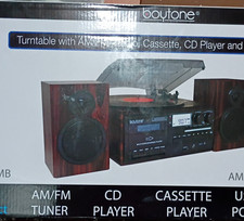 boytone BT-28MB Turntable AM/FM Cassette CD USB MP3 Encoding 33/45/78RPM