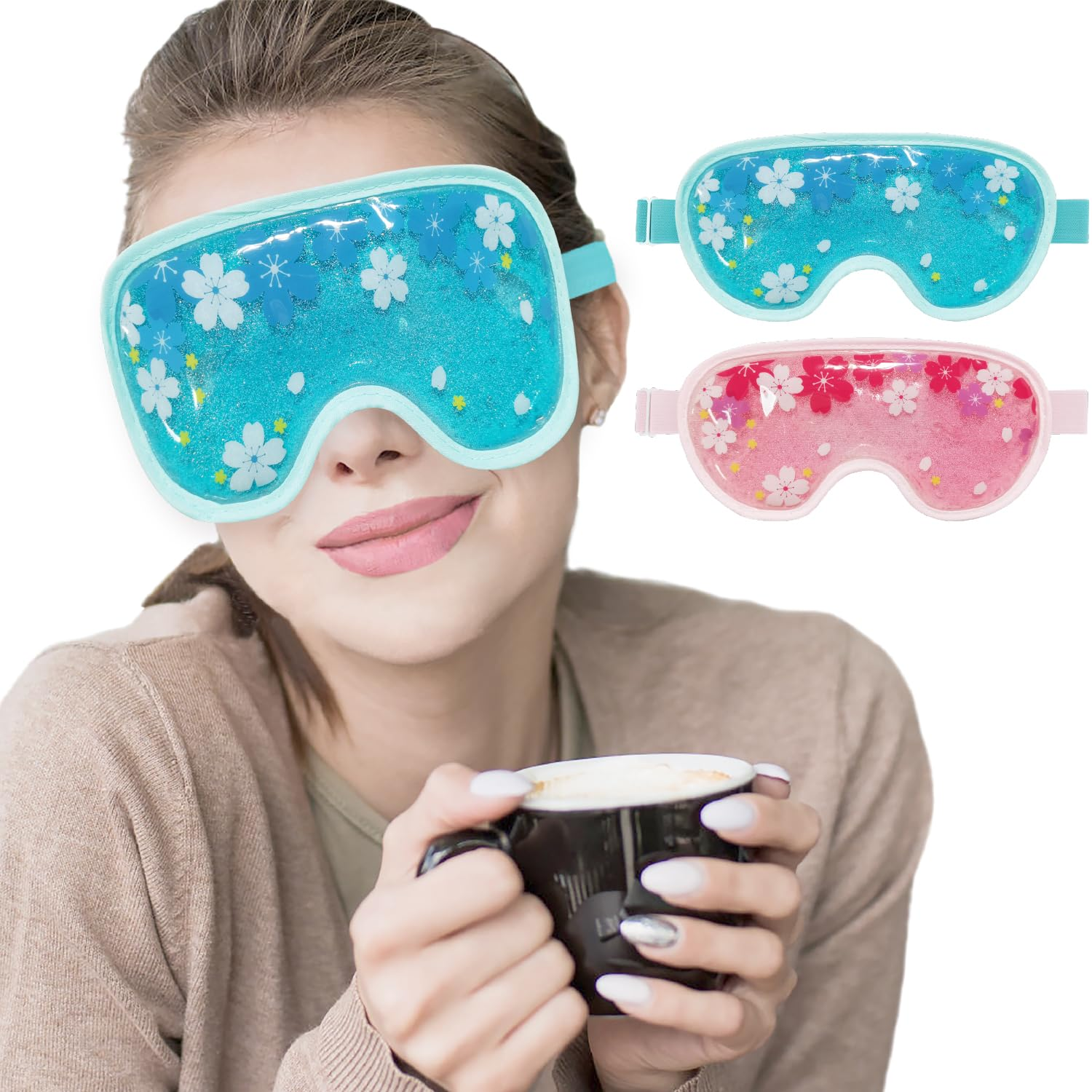 Ice Eye Mask Gel Eye Mask Cooling 2 Packs Reusable Cold Eye Mask for Dark Circle-image
