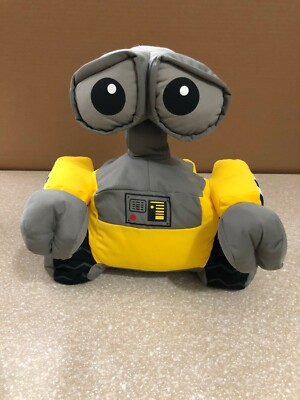 Disney Store Wall E Plush Robot Large Stuffed Yellow/Gray Toy 12  Rotating Head